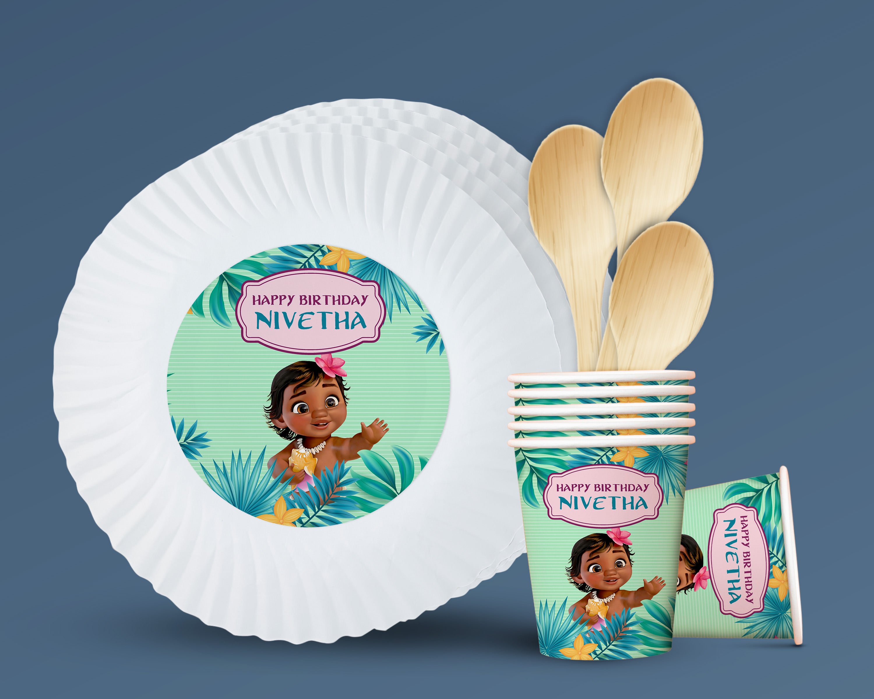 Moana Theme Party Cups and Plates Combo