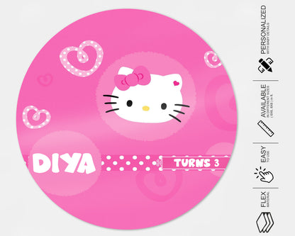 Hello Kitty Theme with Baby Name Round Backdrop - image 4 of 4 | Party Supplies India