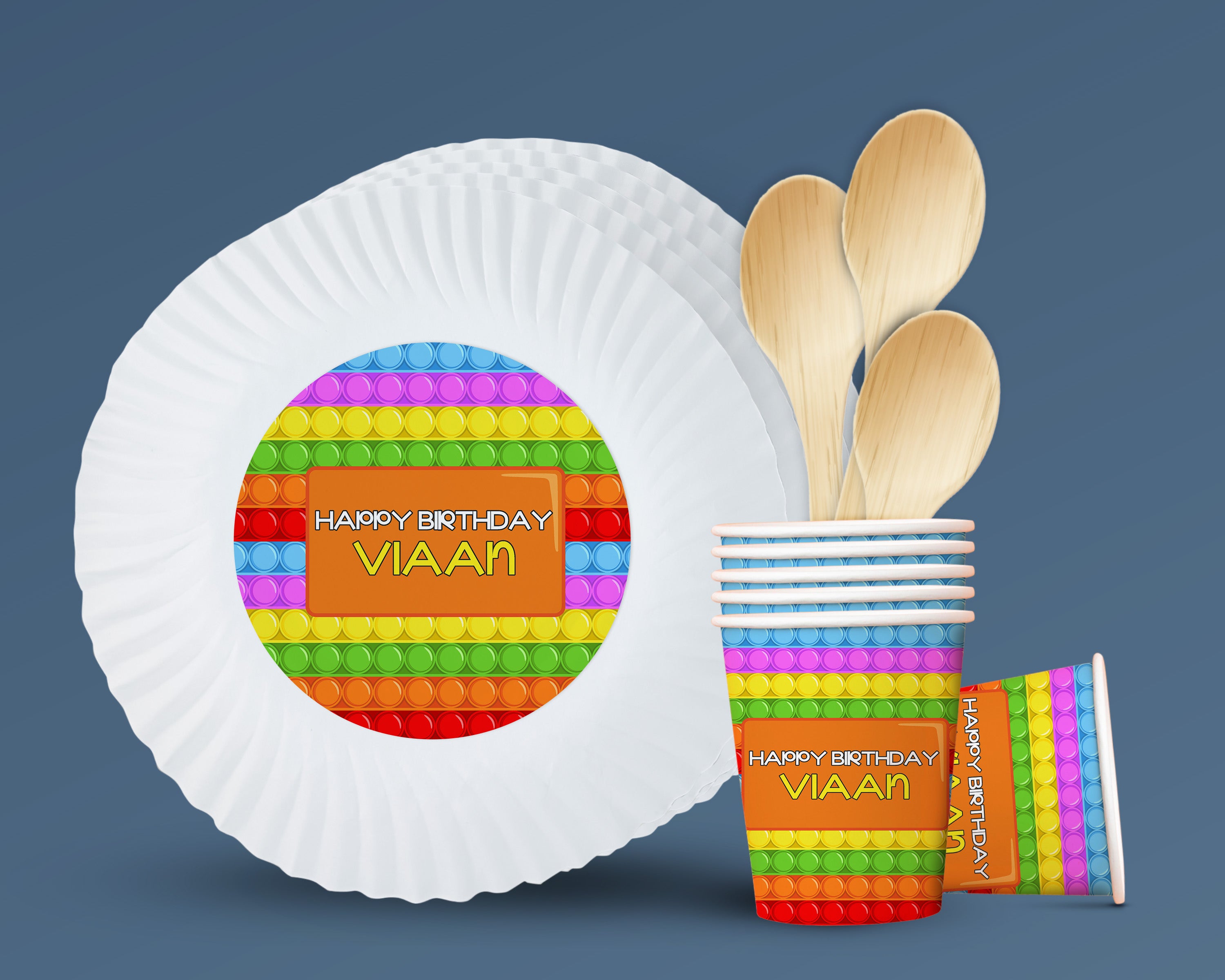 Pop It Theme Party Cups and Plates Combo
