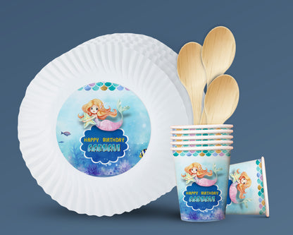 PSI Mermaid Theme Party Cups and Plates Combo