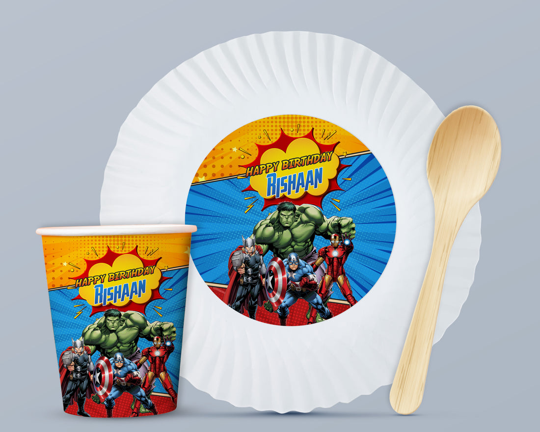 PSI Avengers Theme Party Cups and Plates Combo