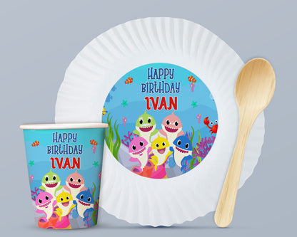 Shark Theme Party Cups and Plates Combo