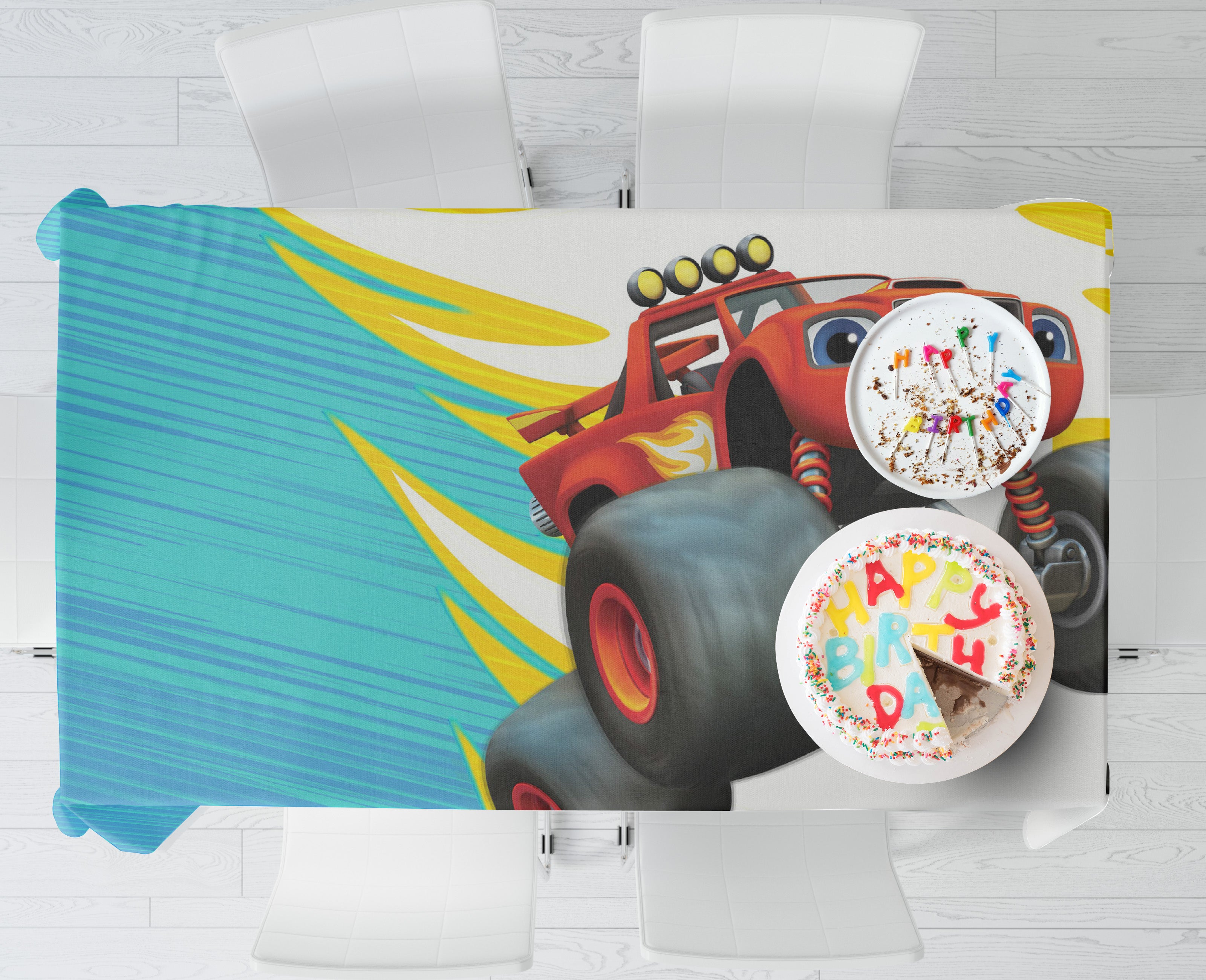 Blaze Monsters Theme Cake Tablecover