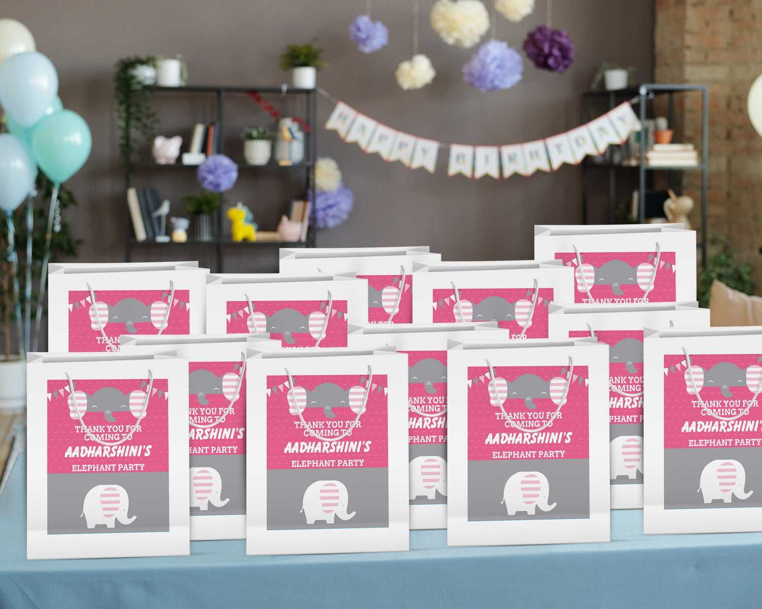 Pink Elephant Theme Oversized Return Gift Bag - image 4 of 5 | Party Supplies India