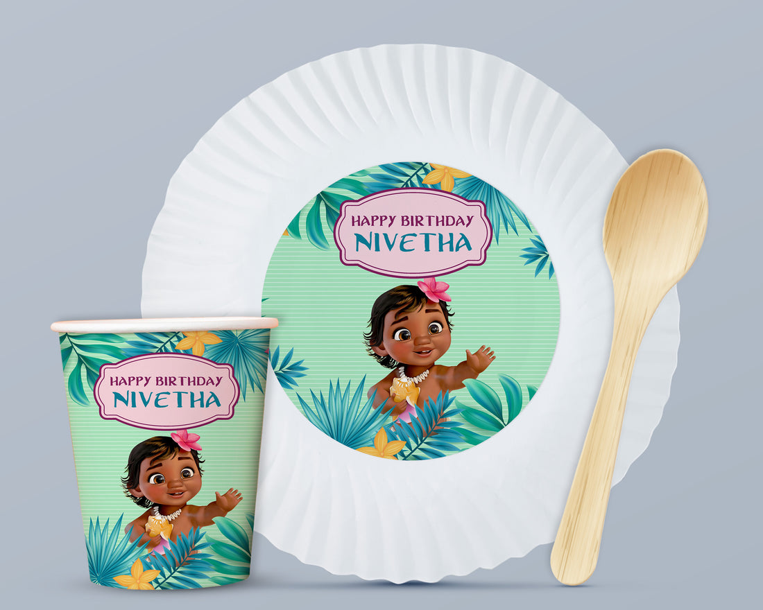Moana Theme Party Cups and Plates Combo