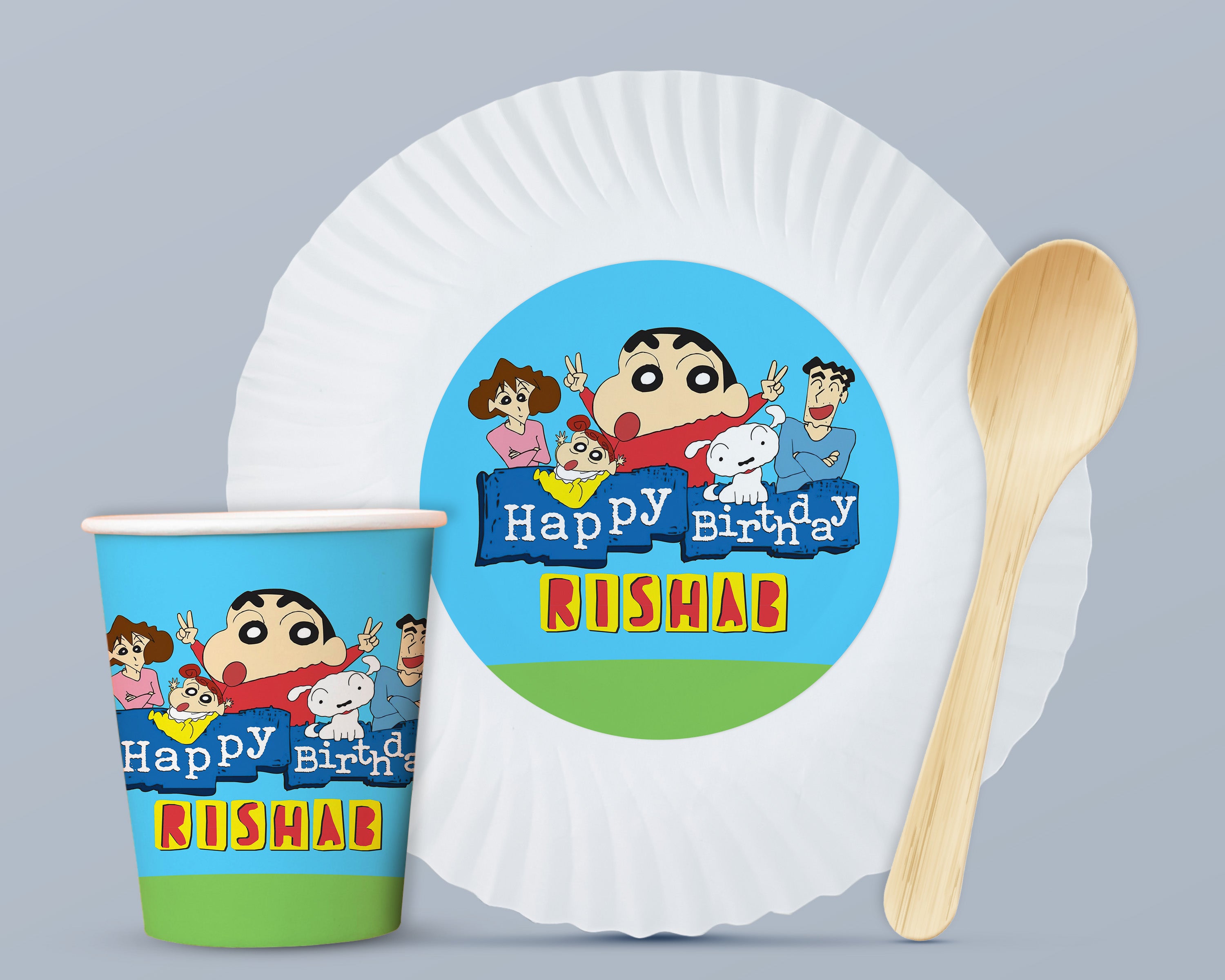 Shinchan Theme Party Cups and Plates Combo