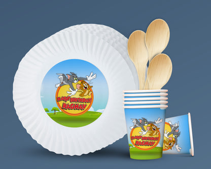 Tom and Jerry Theme Party Cups and Plates Combo