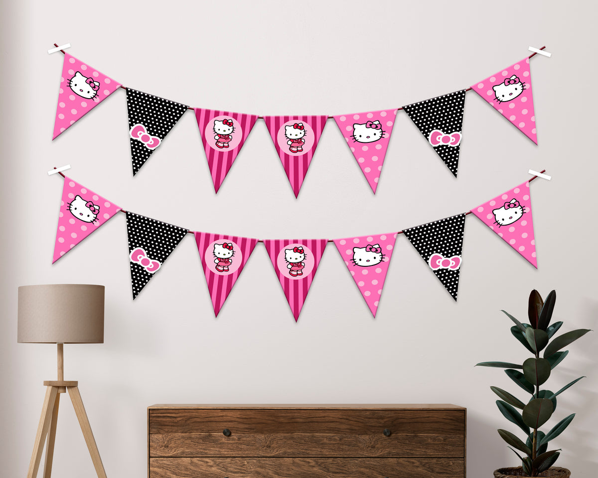 Hello Kitty Poly Flags Hello Kitty Theme Flag Hanging | Birthday Party Supplies India Online