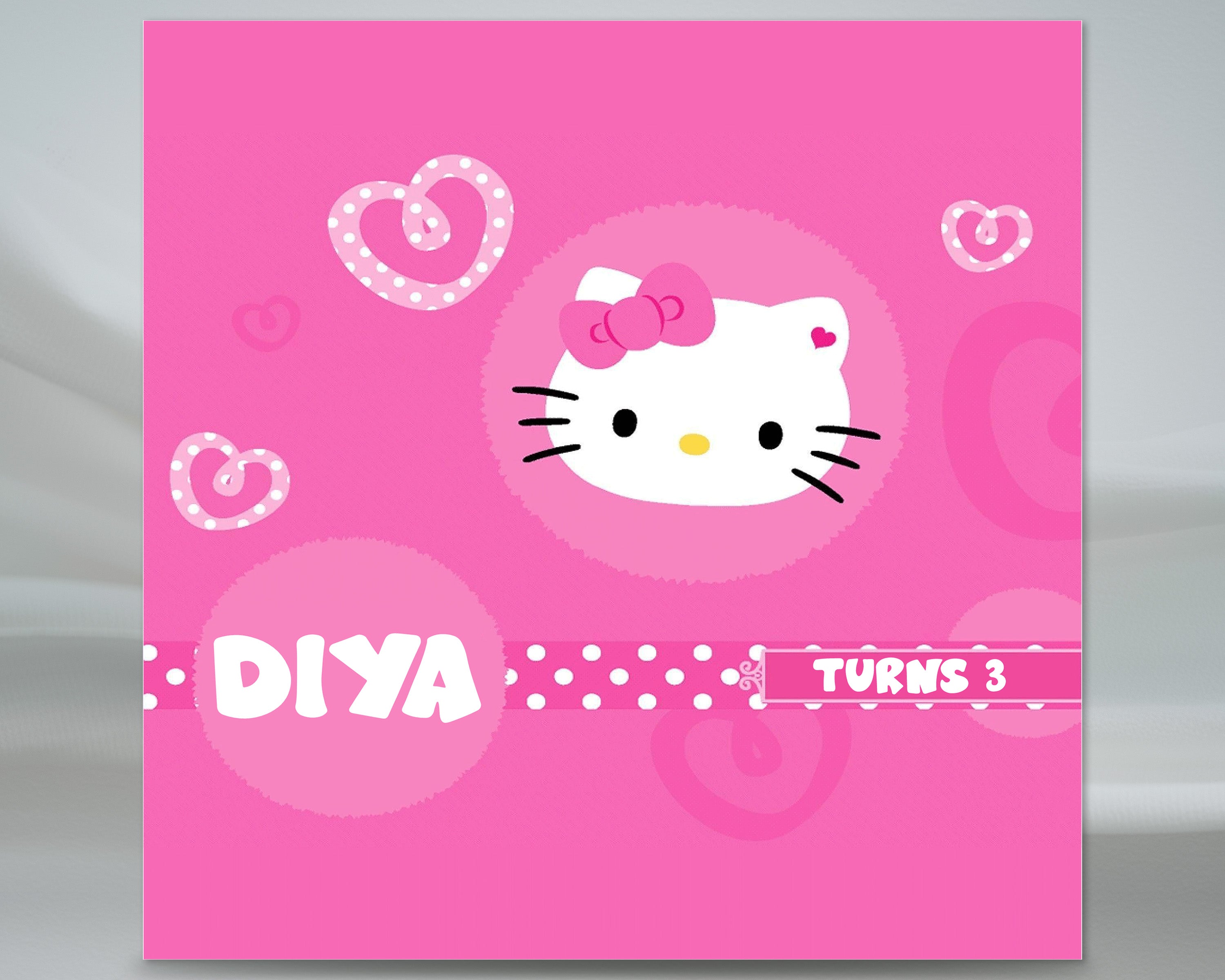 Hello Kitty Theme with Baby Name Square Backdrop - image 3 of 4 | Party Supplies India