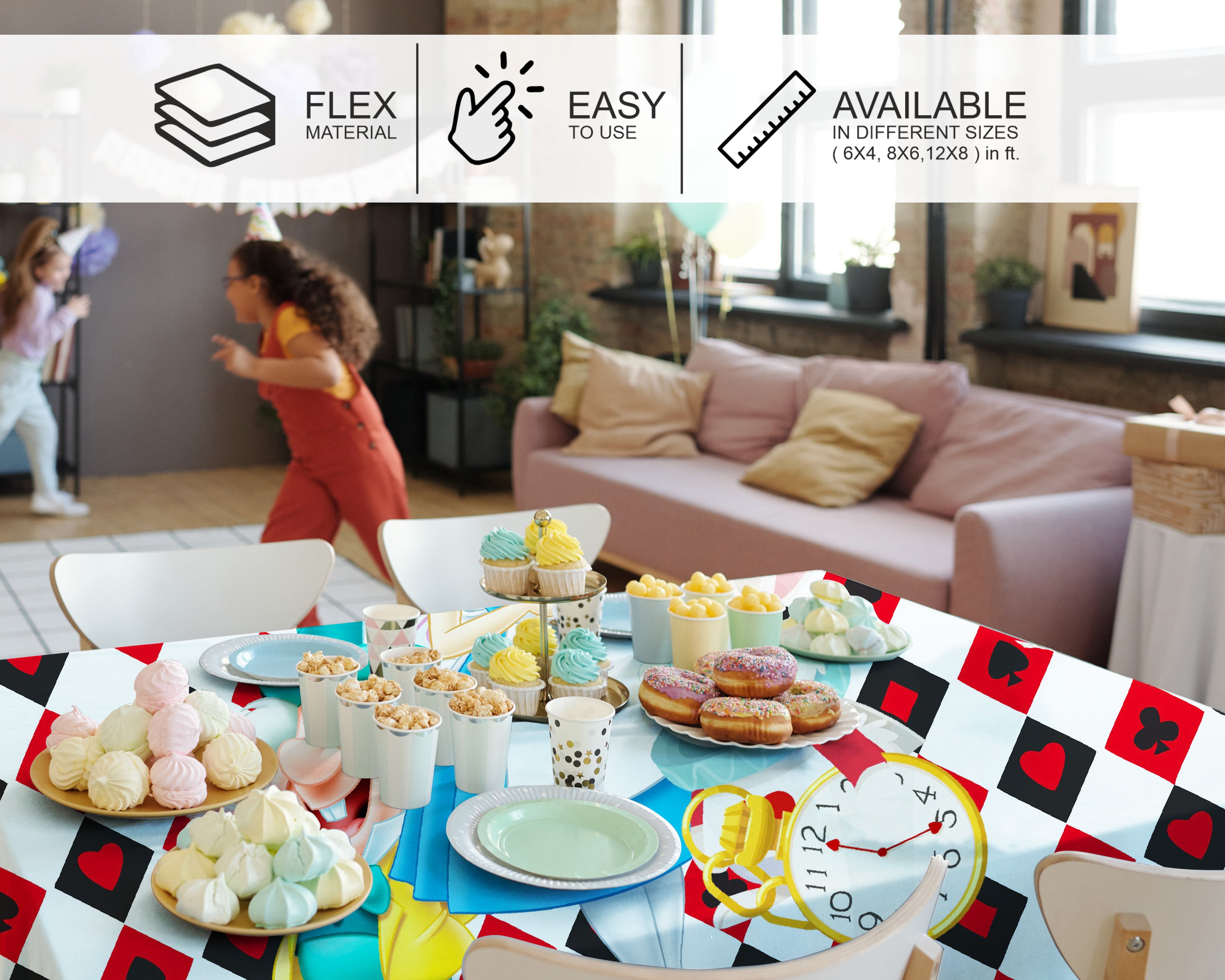 Alice In Wonderland Theme Cake Tablecover