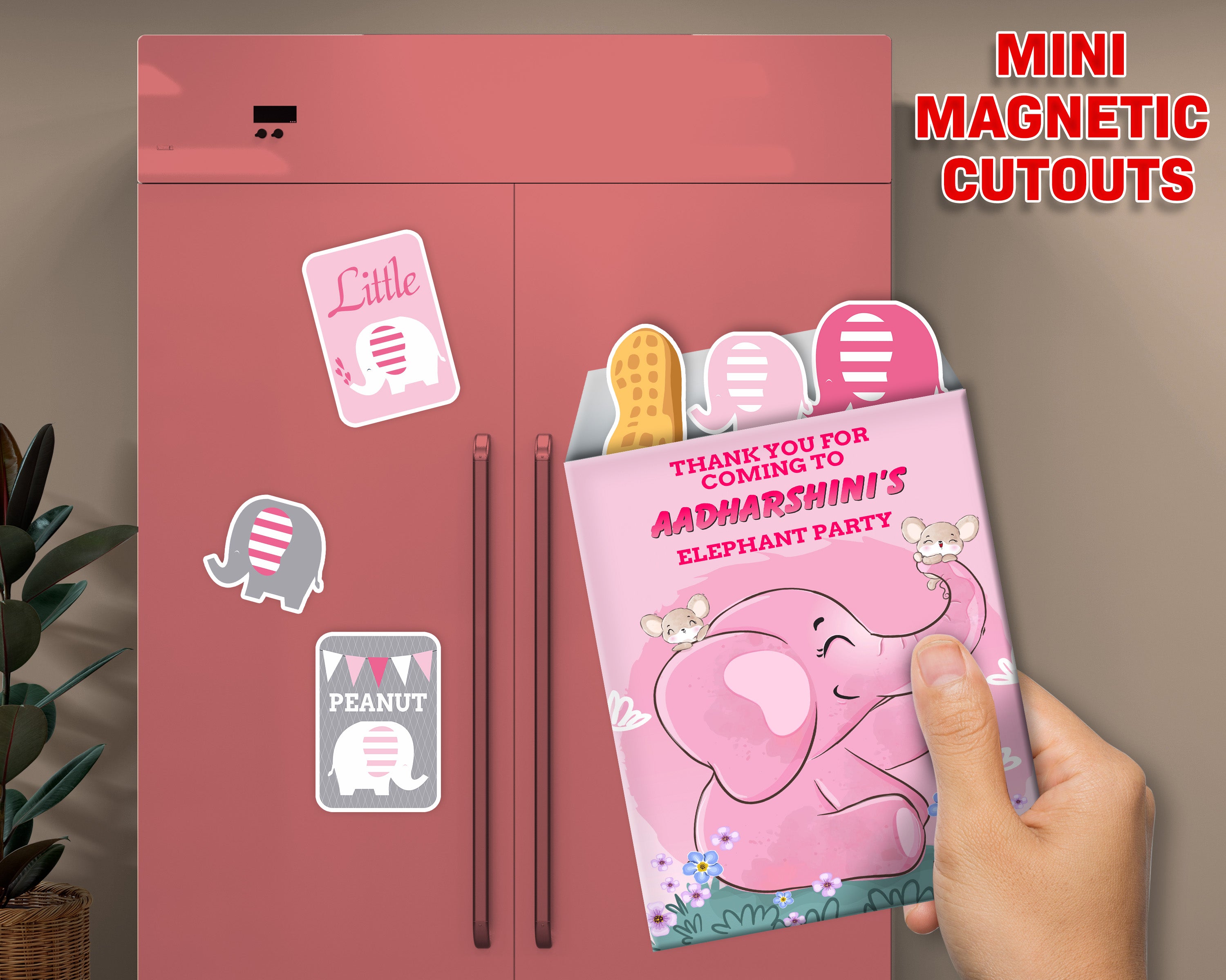 Pink Elephant Theme Mini Magnetic Return Gift Pack