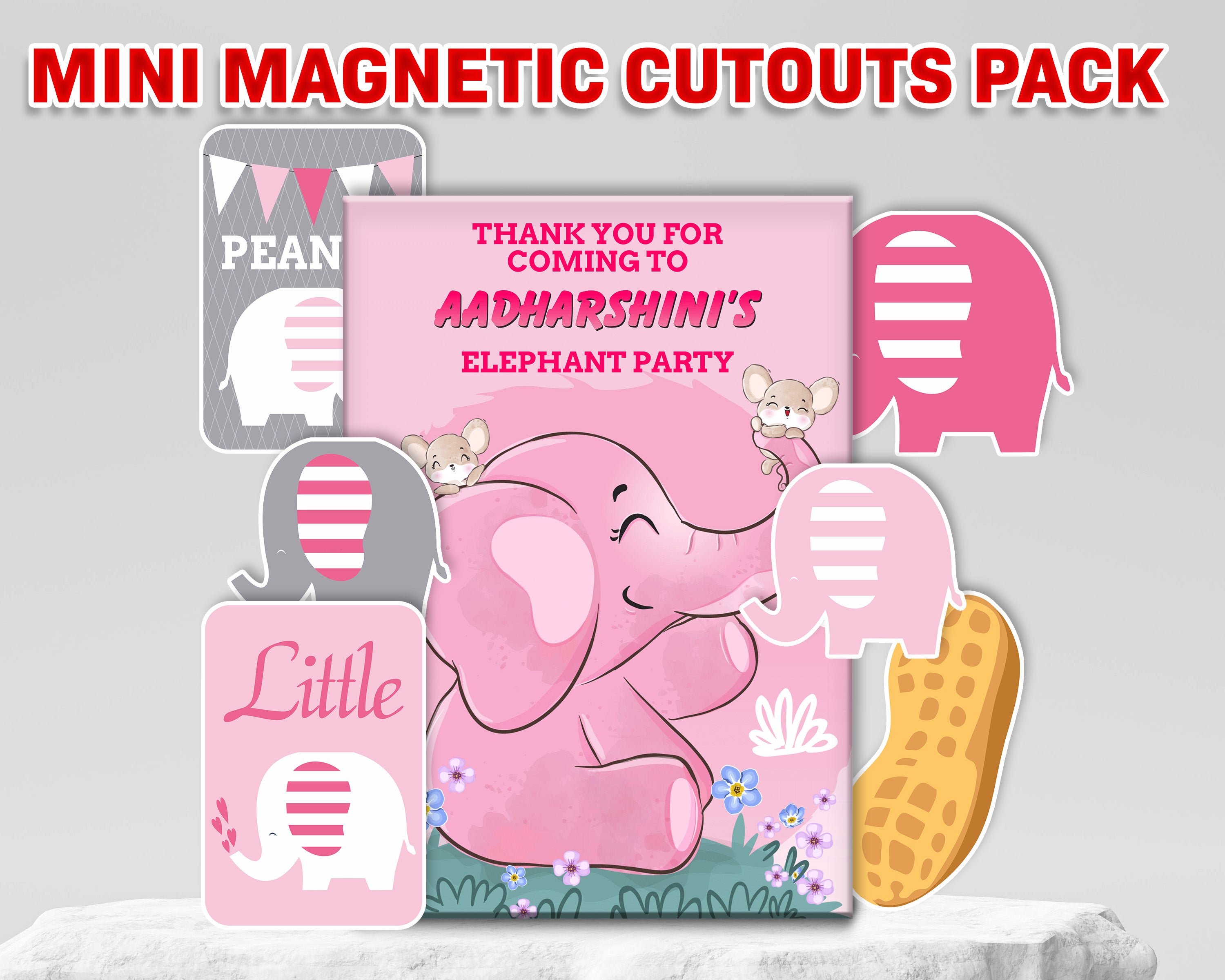 Pink Elephant Theme Mini Magnetic Return Gift Pack