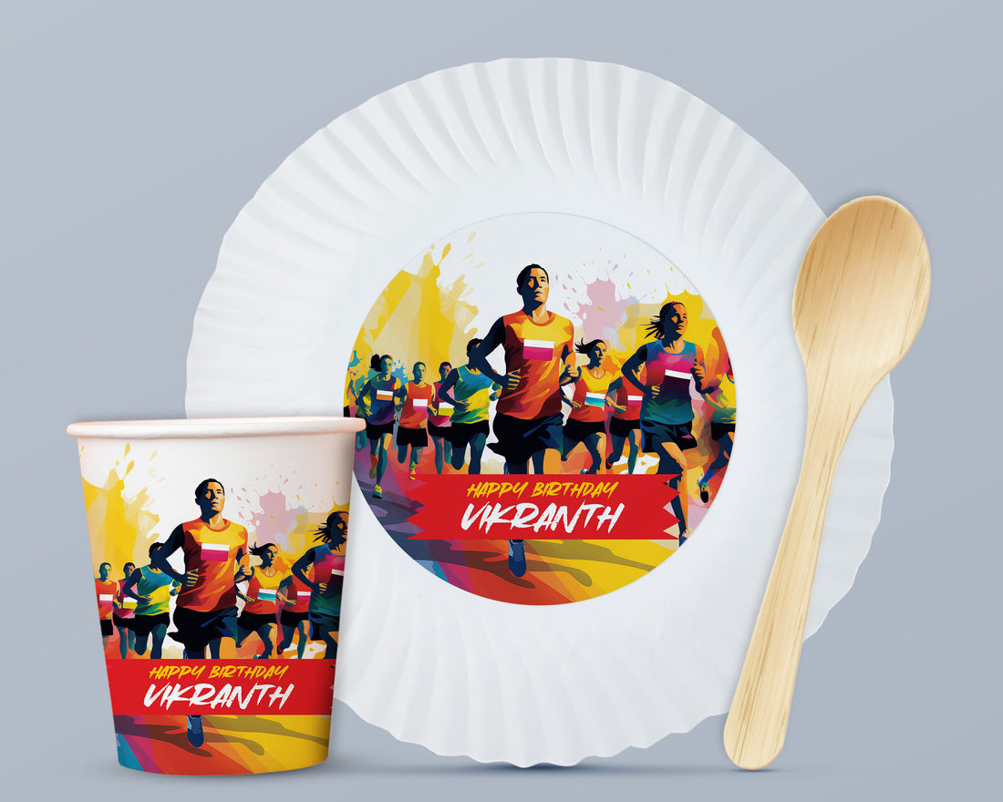 Marathon Theme Party Cups and Plates Combo