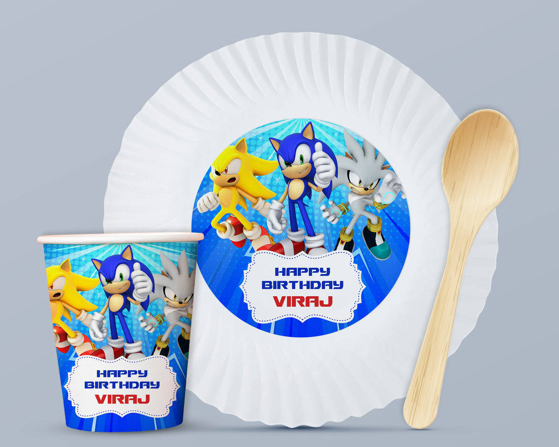 Sonic the Hedgehog Theme Party Cups and Plates Combo