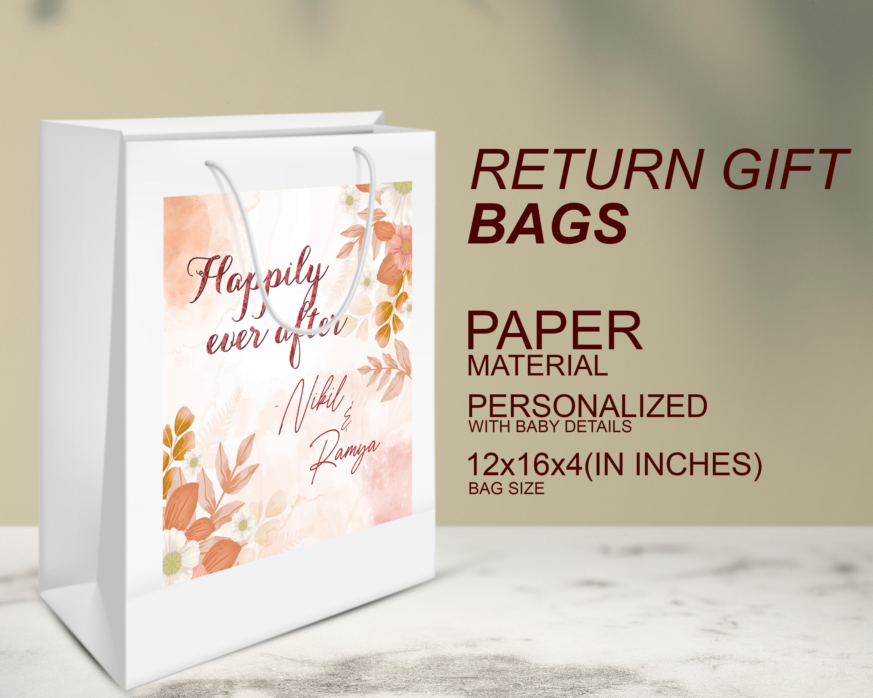 PSI Wedding Theme Customized Oversized Return Gift Bag