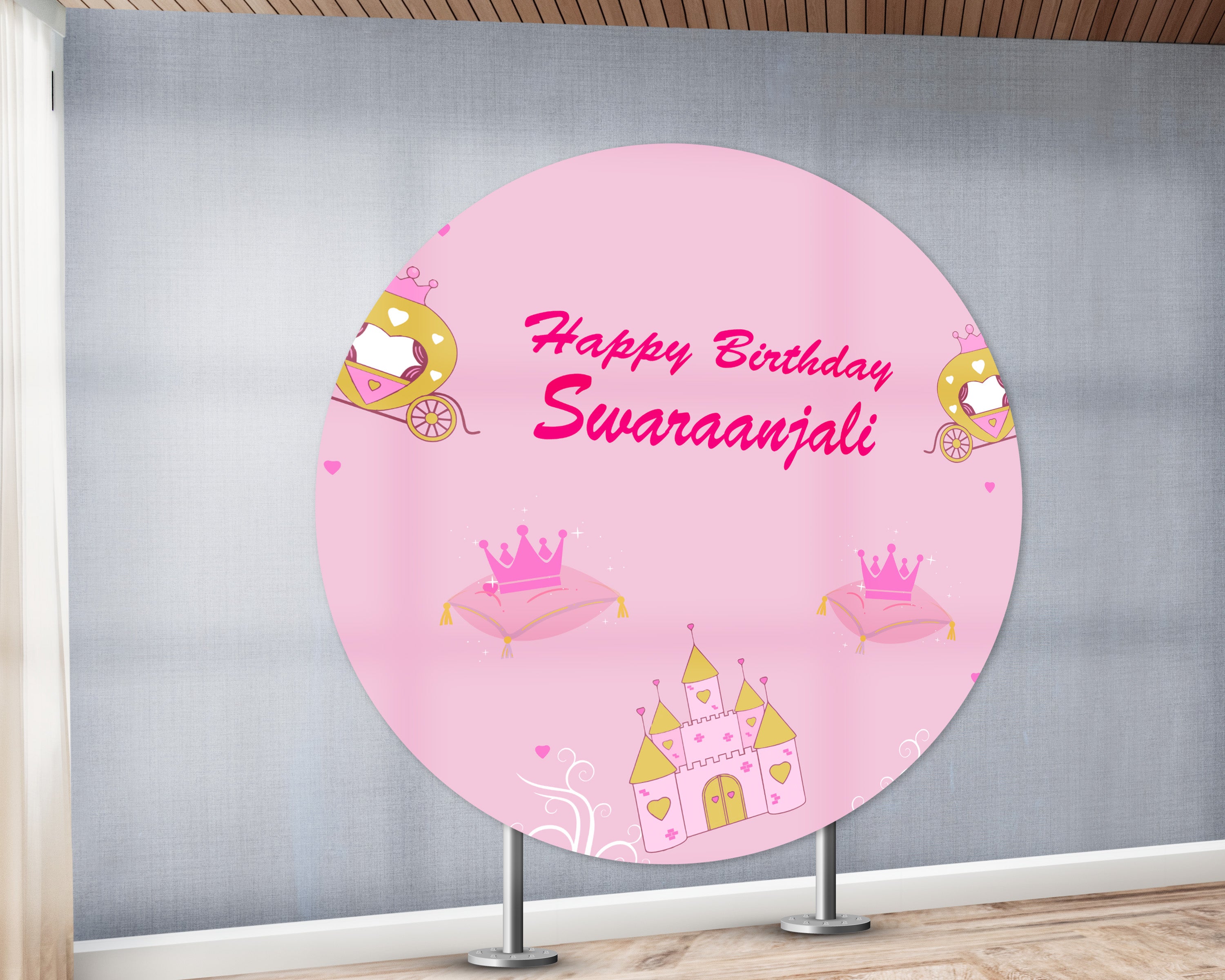 Princess Theme Personalized Round Backdrop