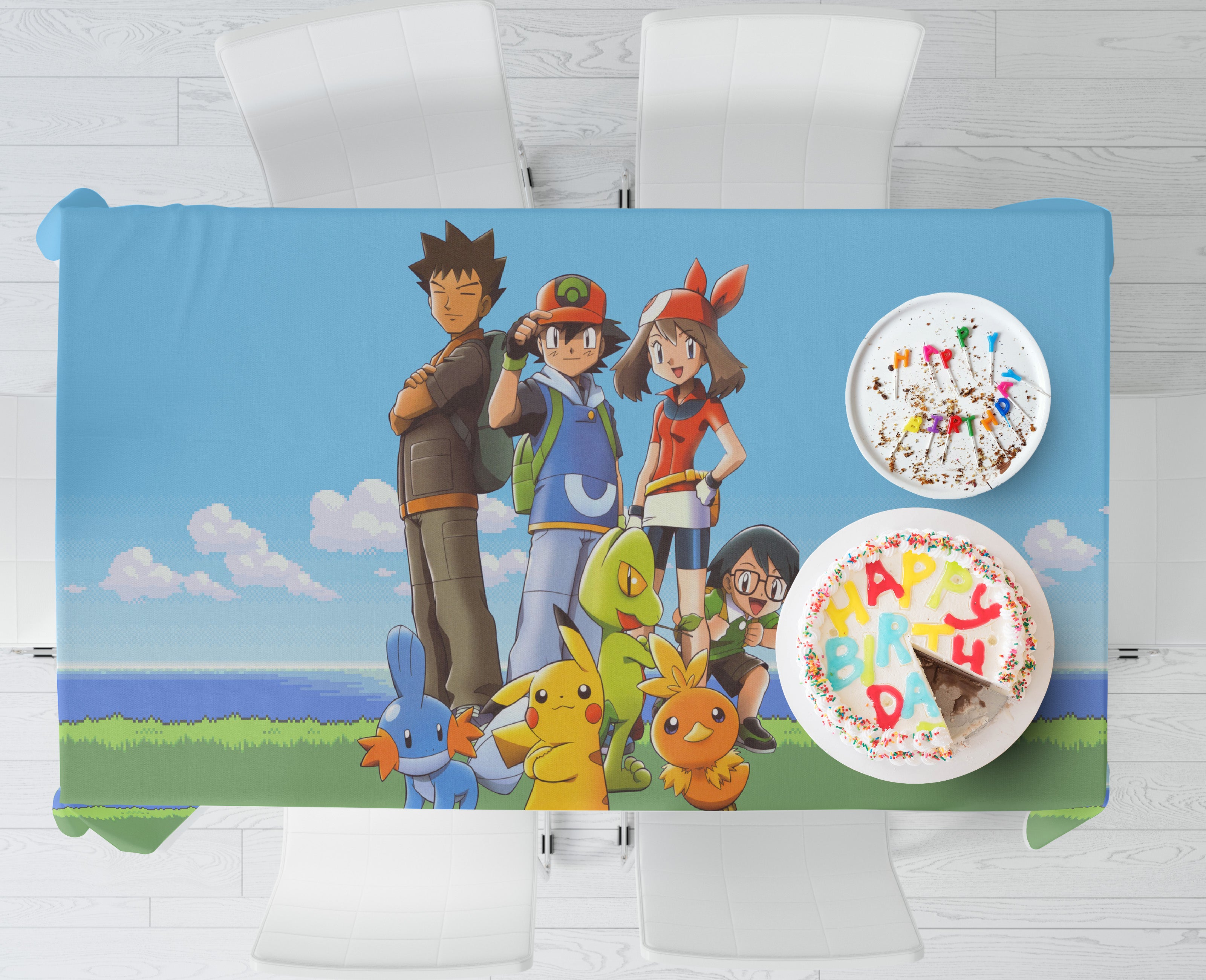 Nappe De Table Pokémon - 1,8x1,2m - Plastique Réutilisable - Décoration Fête Enfant