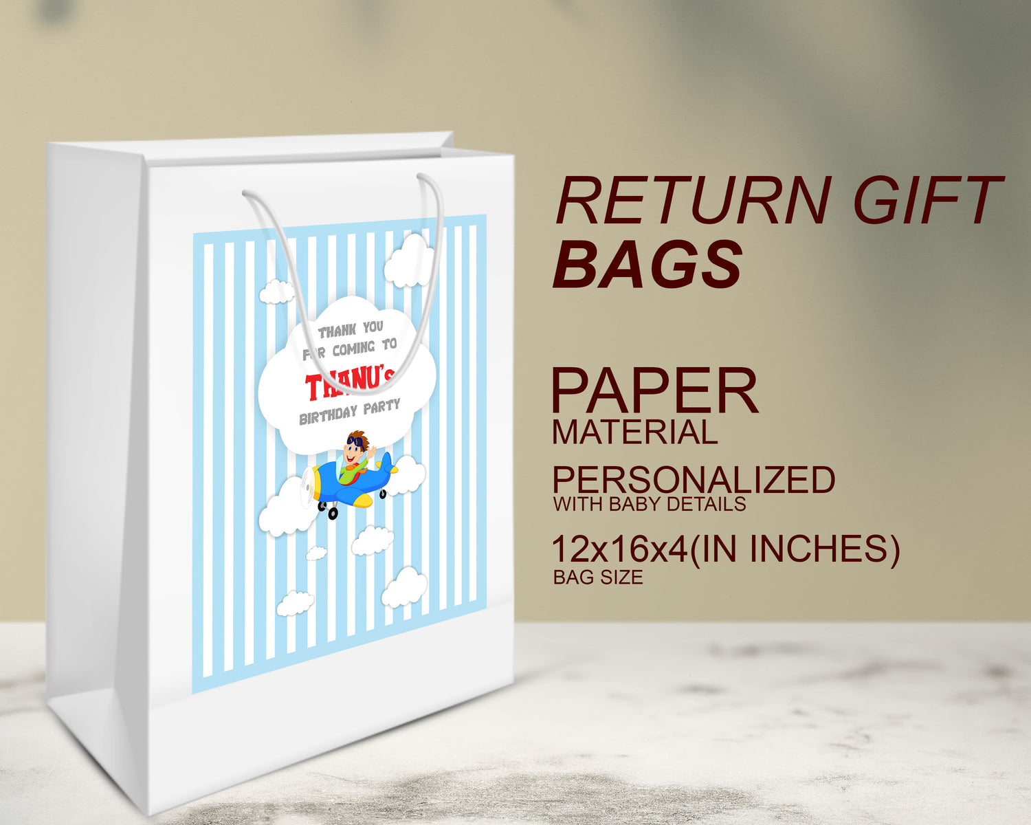 Aeroplane Theme Oversized Return Gift Bag - image 3 of 5 | Party Supplies India