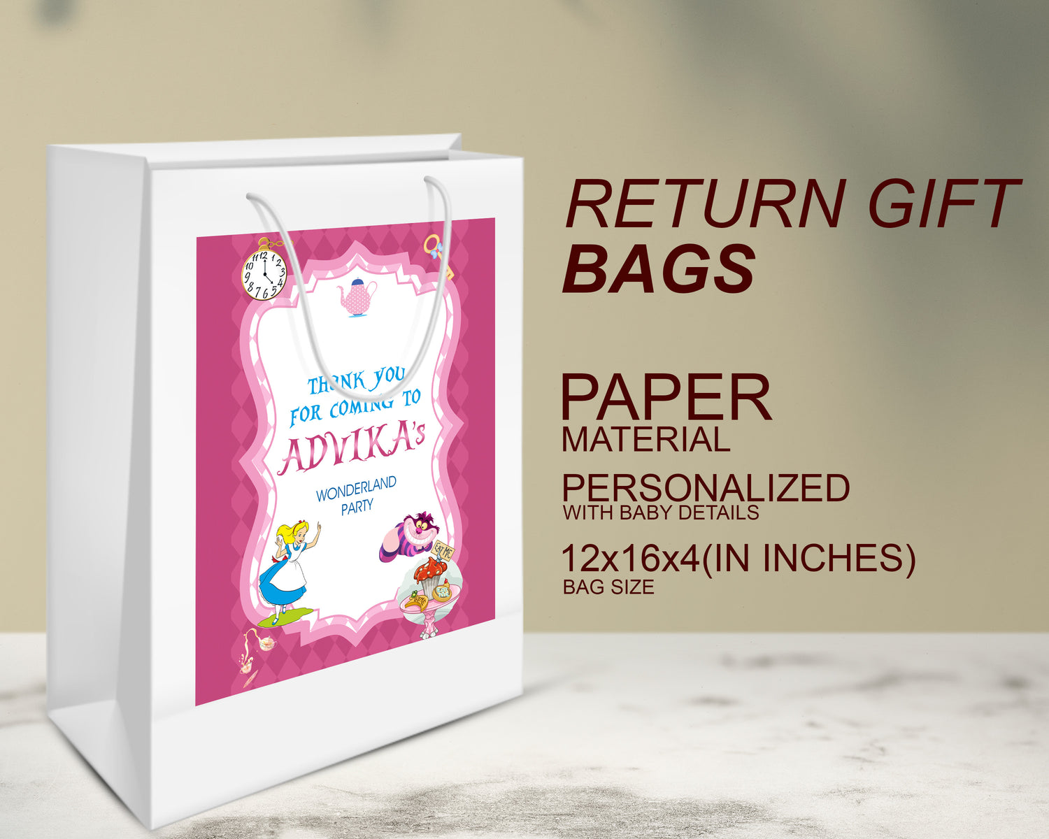 Alice In Wonderland  Theme Oversized Return Gift Bag - image 3 of 5 | Party Supplies India