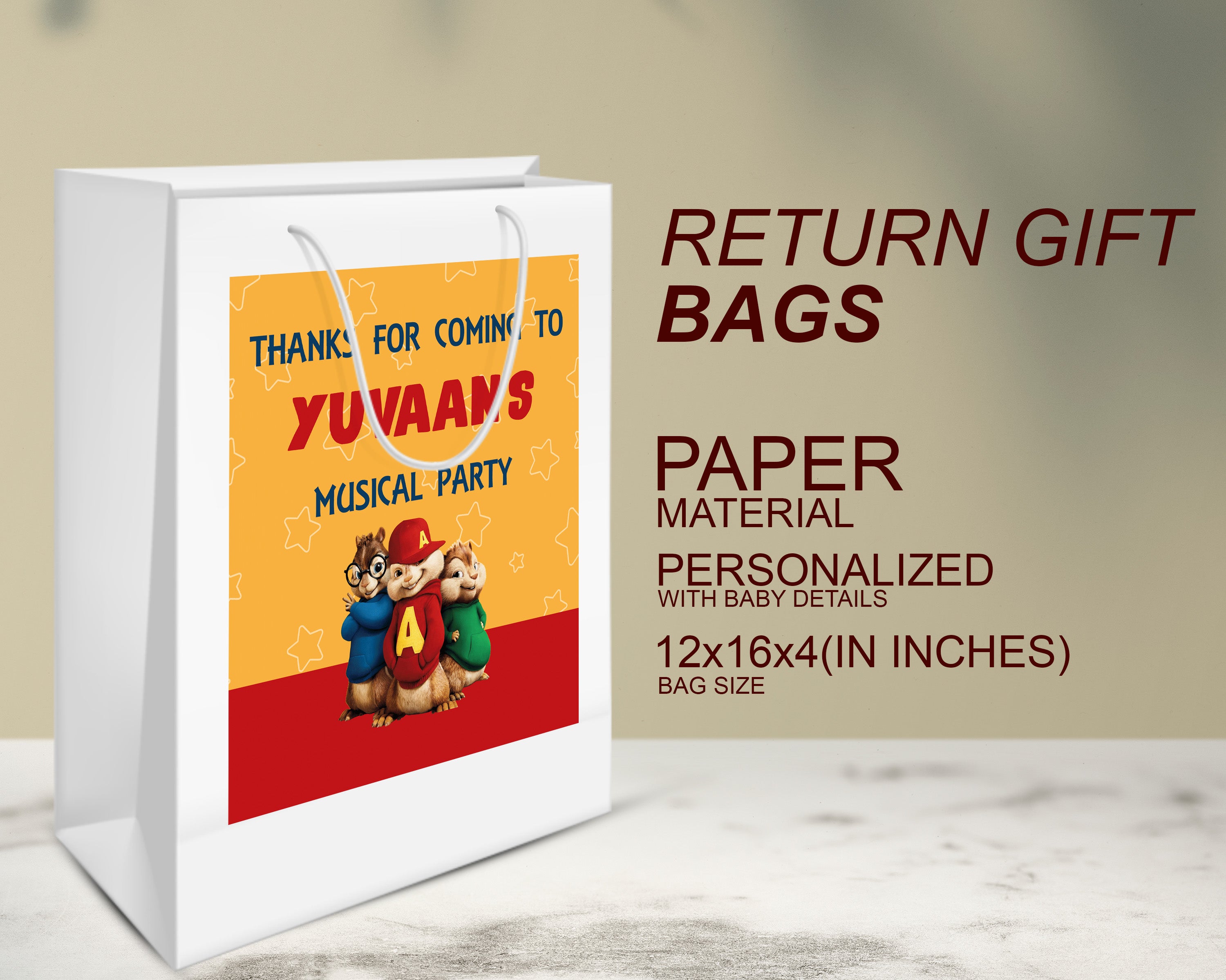 Alvin And Chipmunks Theme Oversized Return Gift Bag