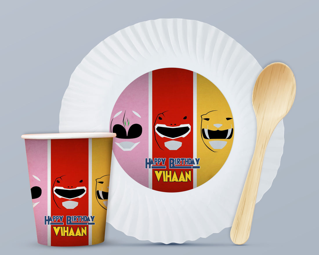 PSI Power Rangers Theme Party Cups and Plates Combo