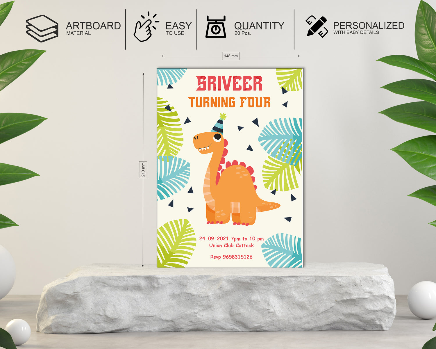 Dinosaur Theme Customized Invite