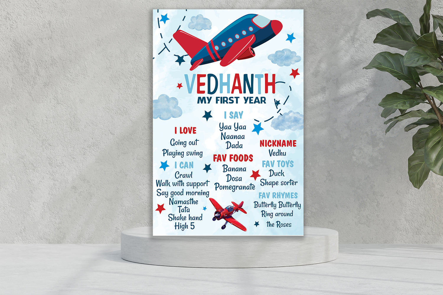Aeroplane Theme White Chalk Board