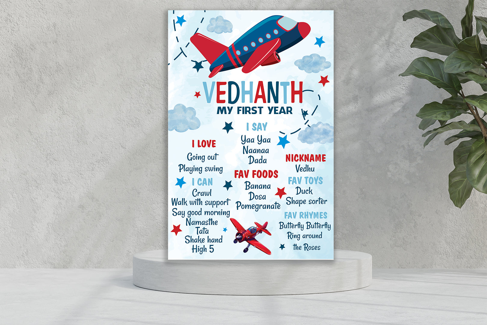 Aeroplane Theme White Chalk Board