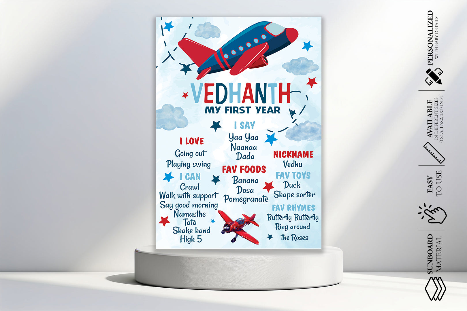 Aeroplane Theme White Chalk Board