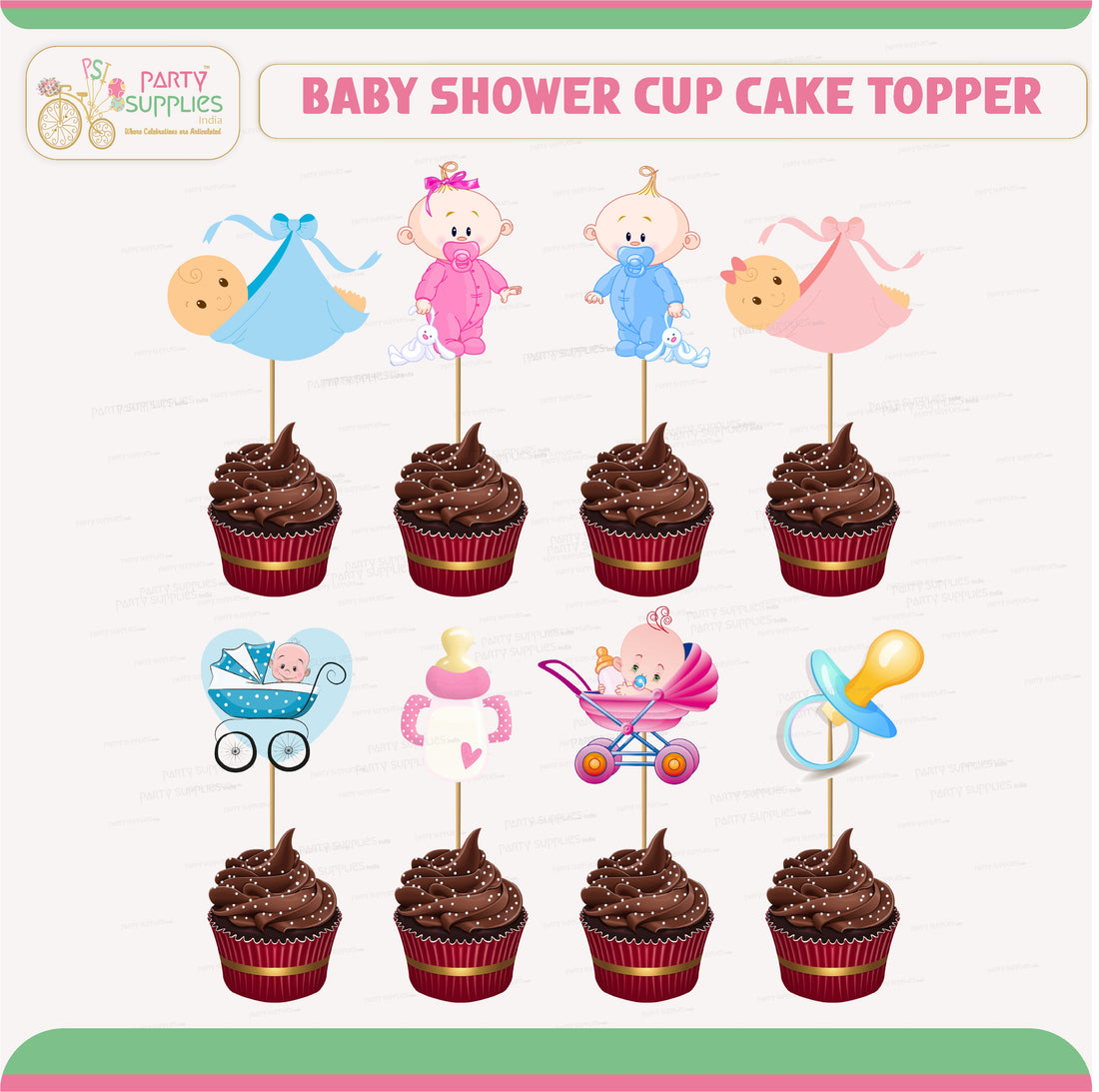 PSI Baby Shower Theme Cup Cake Topper