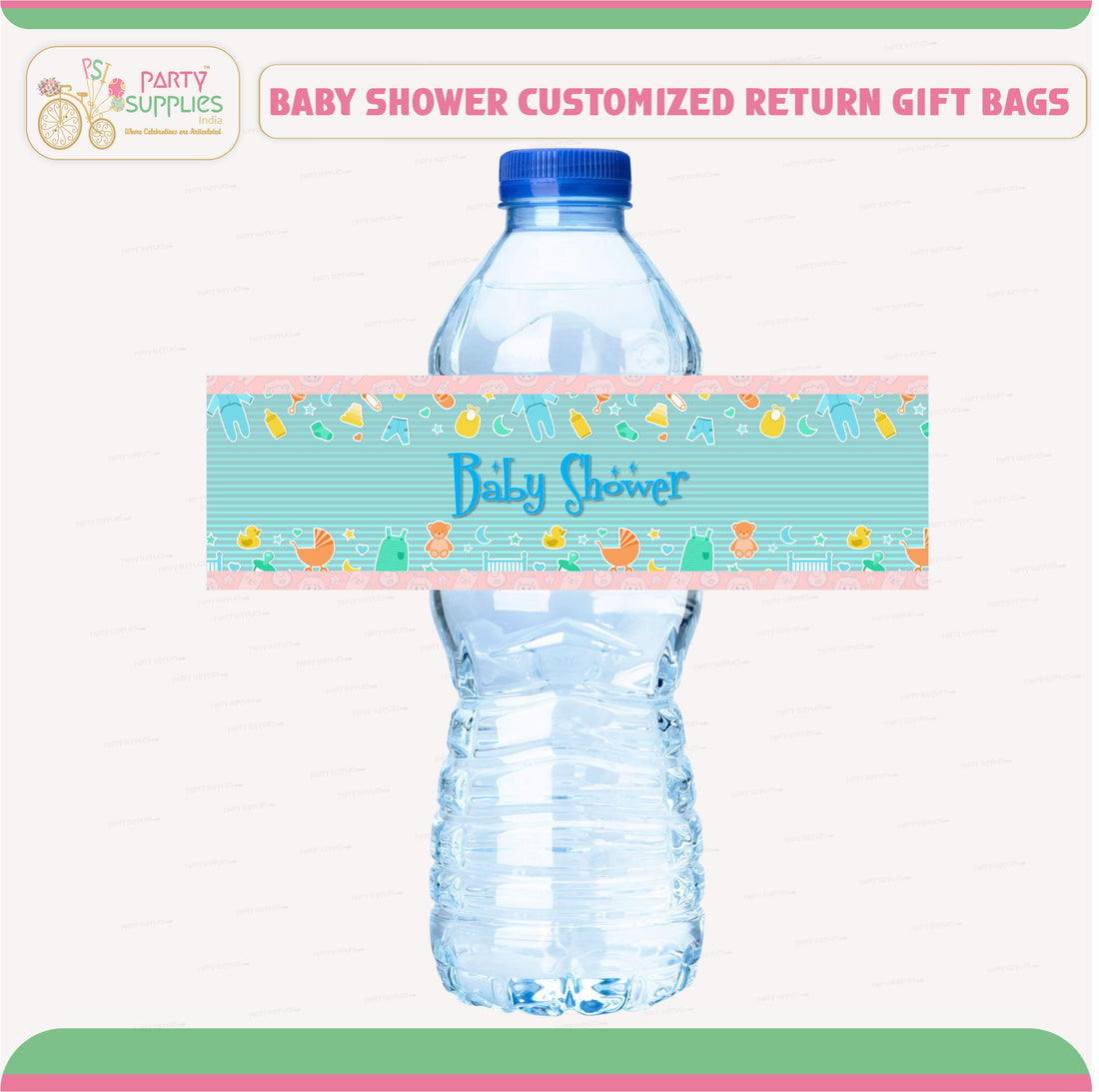 PSI Baby Shower Theme Water Bottle Sticker