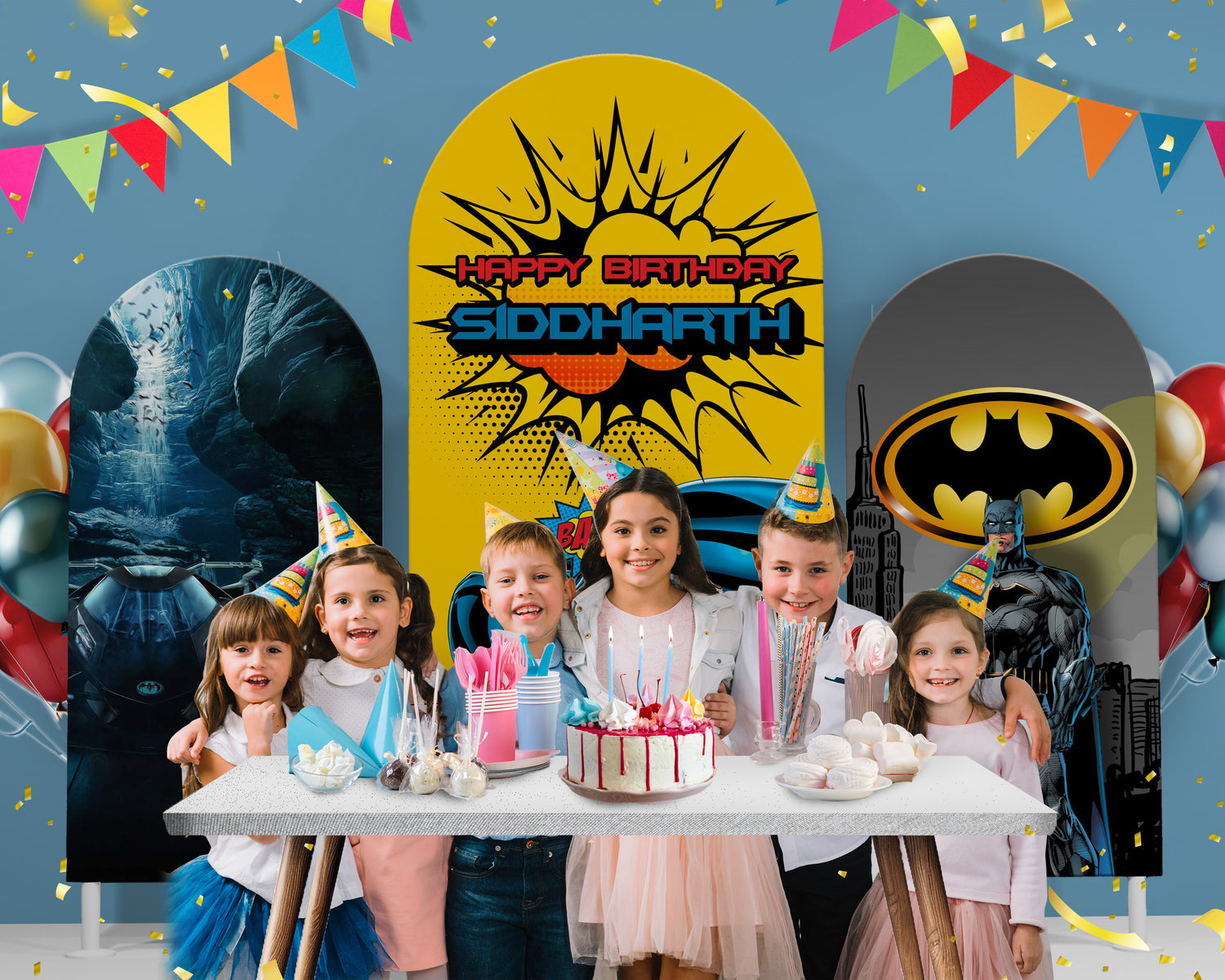 Batman Theme Arch Backdrop | Birthday Party Supplies India Online