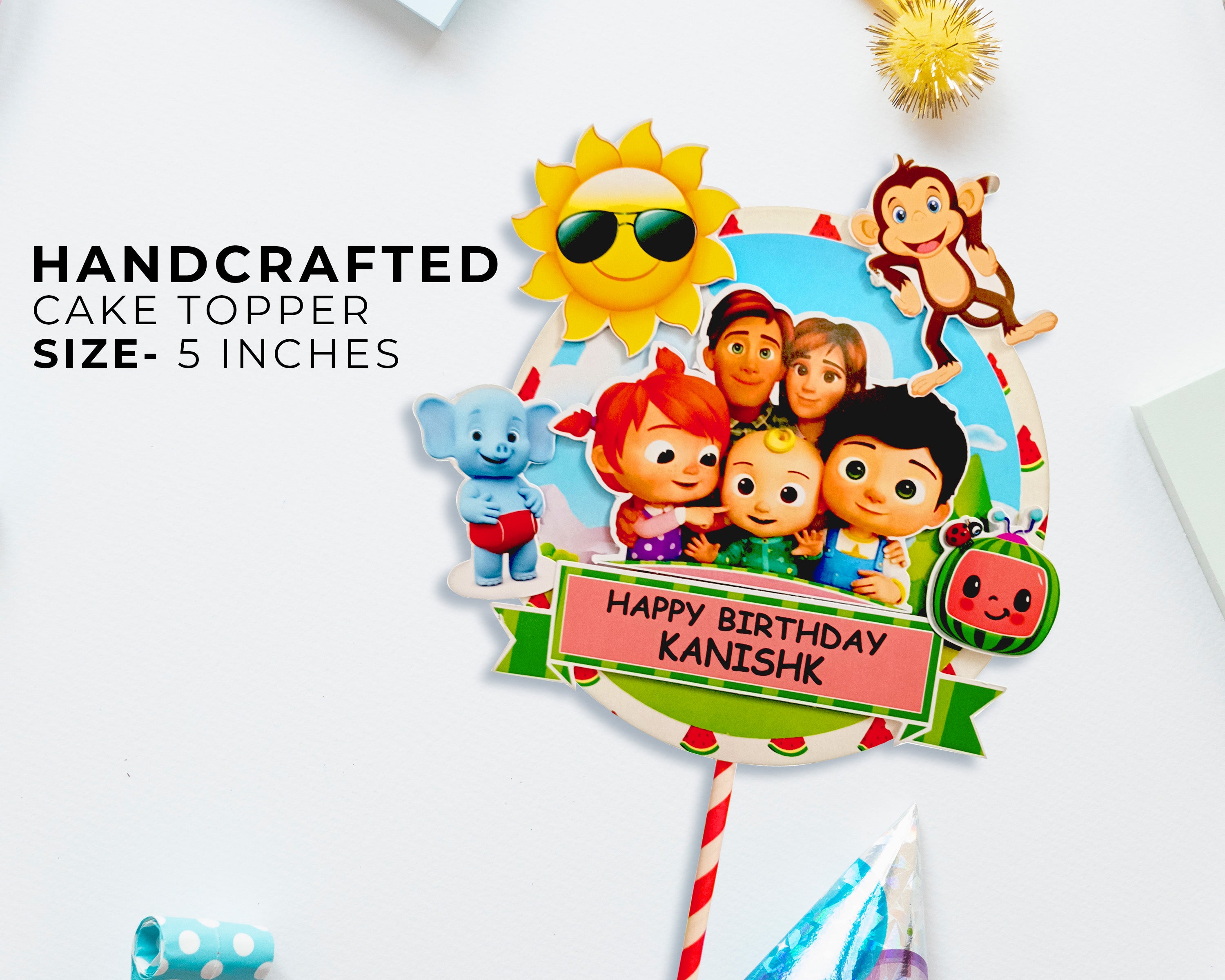 Cocomelon Theme Hand Crafted Cake Topper