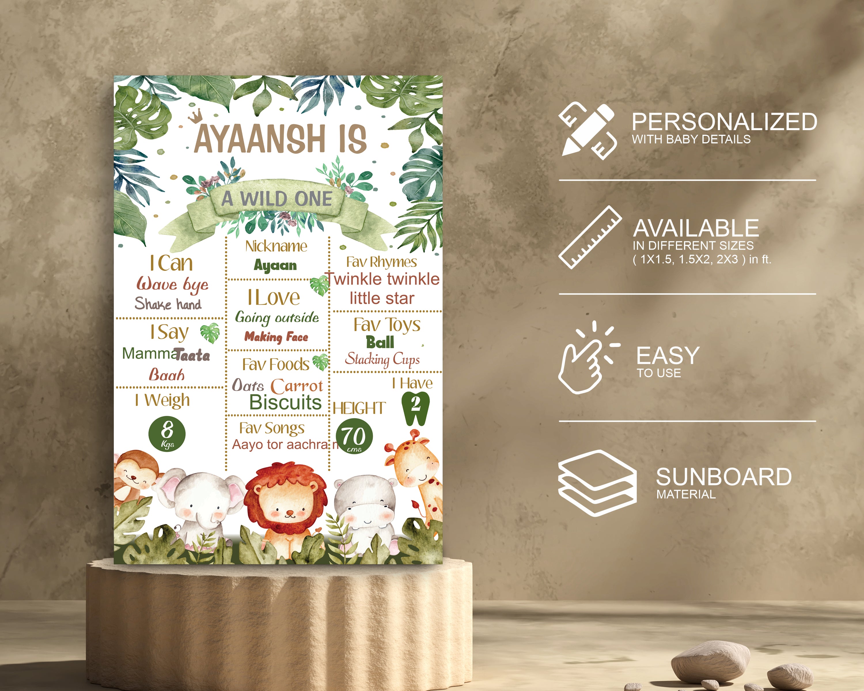 Jungle Theme Personalized Chalk Board