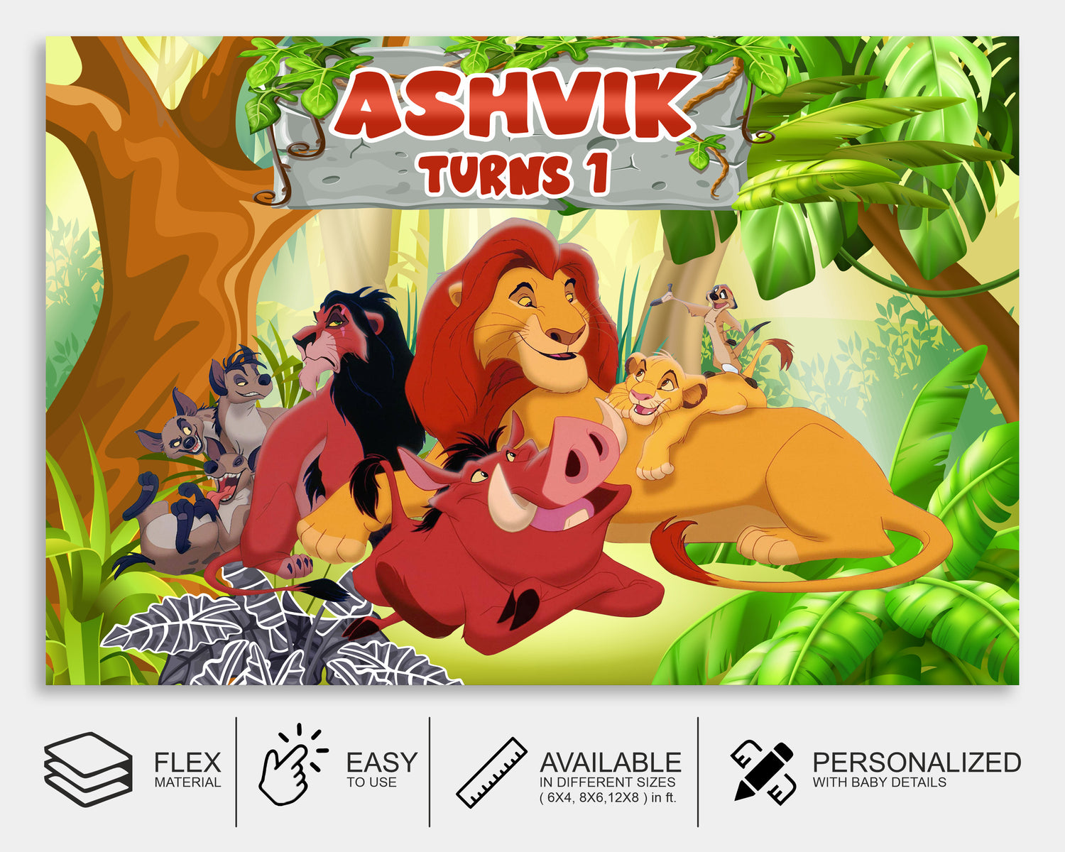 Lion King Theme Personalized Backdrop
