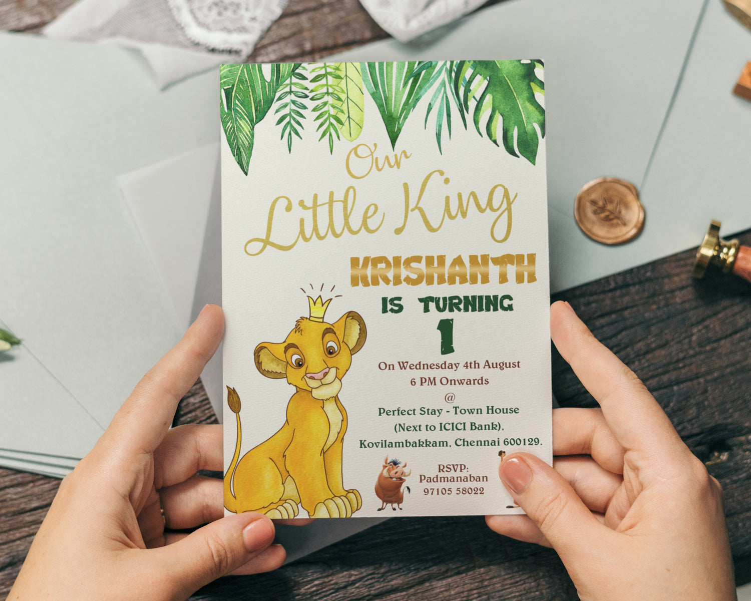Lion King Theme Personalized Invite