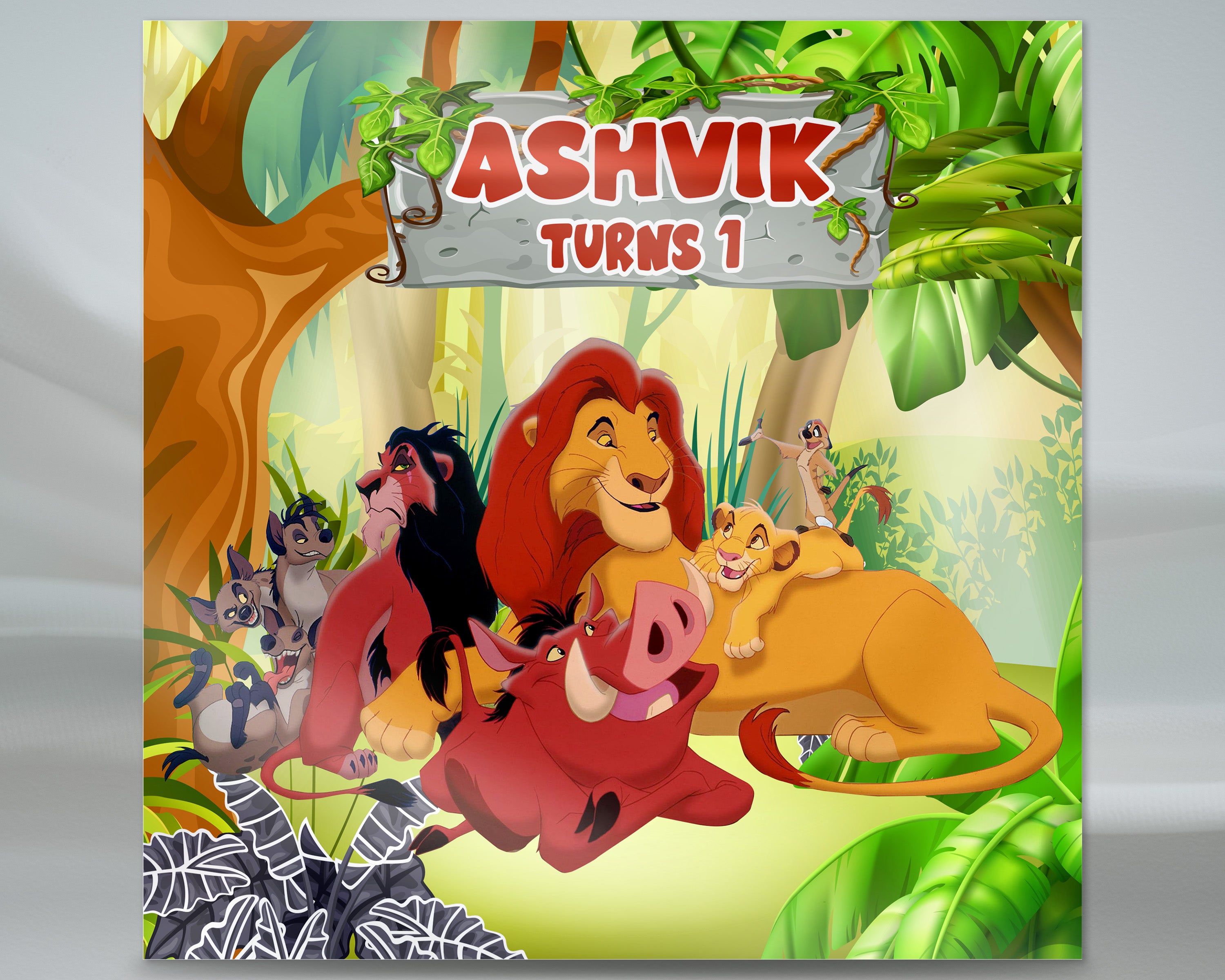 Lion King Theme Personalized Square Backdrop