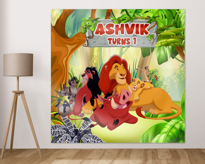 Lion King Theme Personalized Square Backdrop