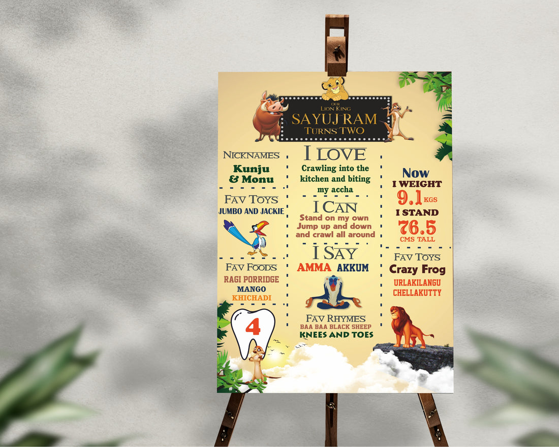 Lion King Theme White Chalk Board