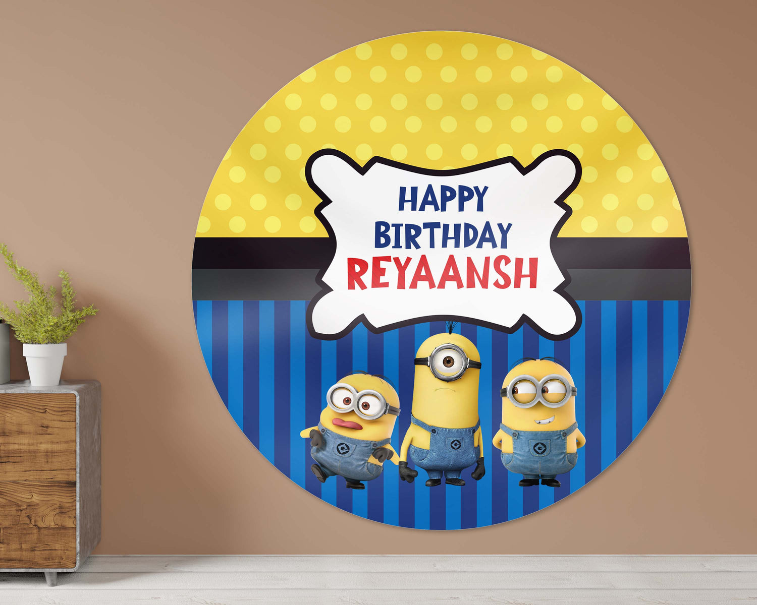 Minion Theme Personalized Round Backdrop - image 2 of 5 | Party Supplies India