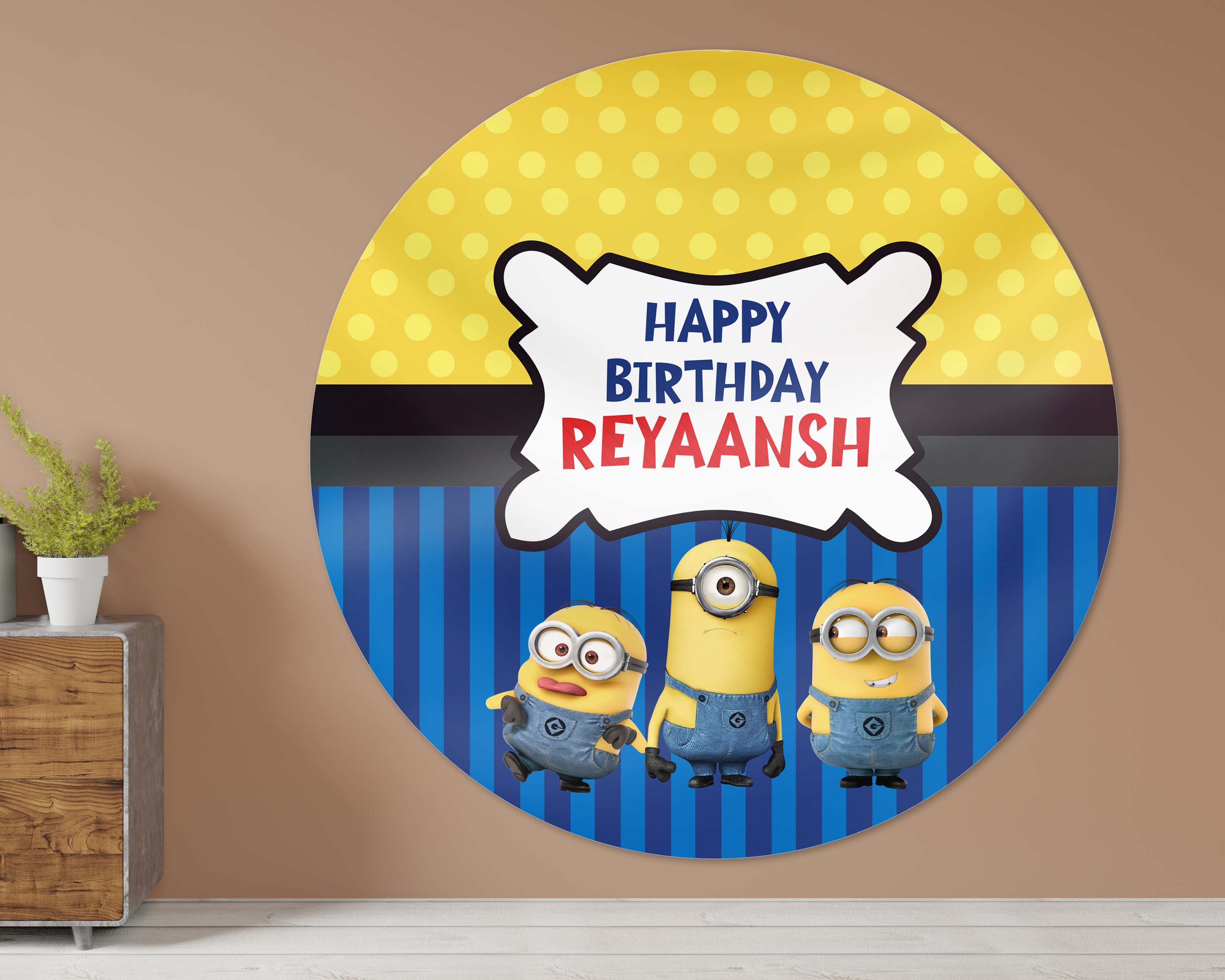 Minion Theme Personalized Round Backdrop - image 2 of 5 | Party Supplies India
