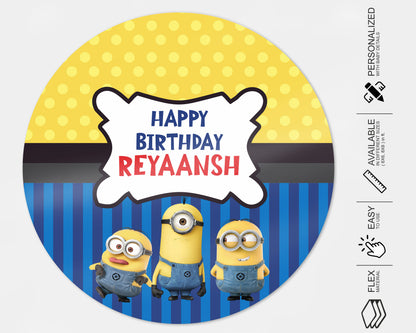 Minion Theme Personalized Round Backdrop - image 4 of 5 | Party Supplies India