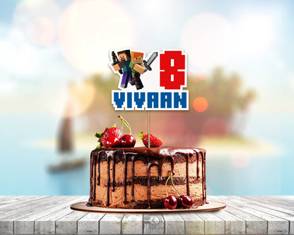 Minecraft Theme Cake Topper