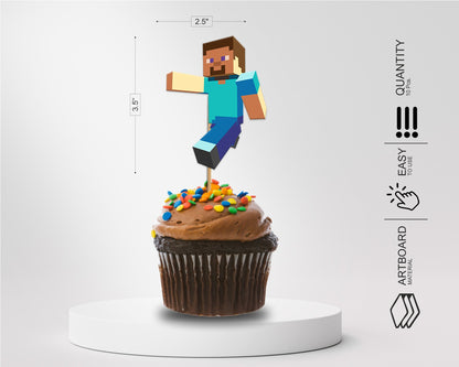 Minecraft Theme Customized Cup Cake Topper