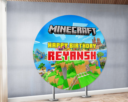 Minecraft Theme Customized Round Backdrop