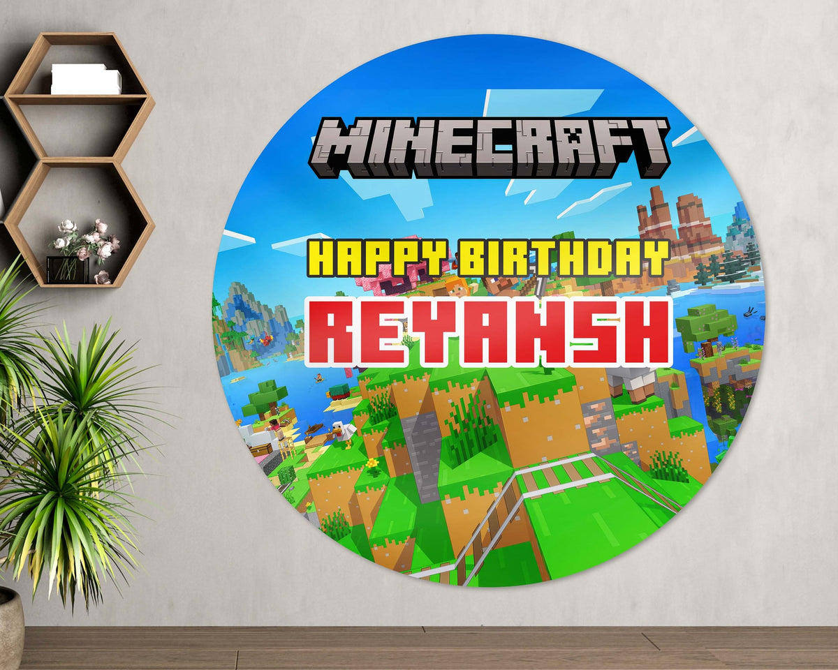 Minecraft Theme Customized Round Backdrop