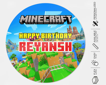 Minecraft Theme Customized Round Backdrop