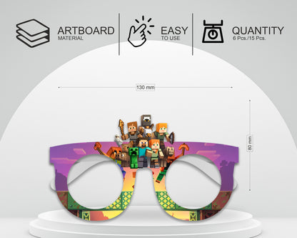 Minecraft Theme Birthday Party Glasses