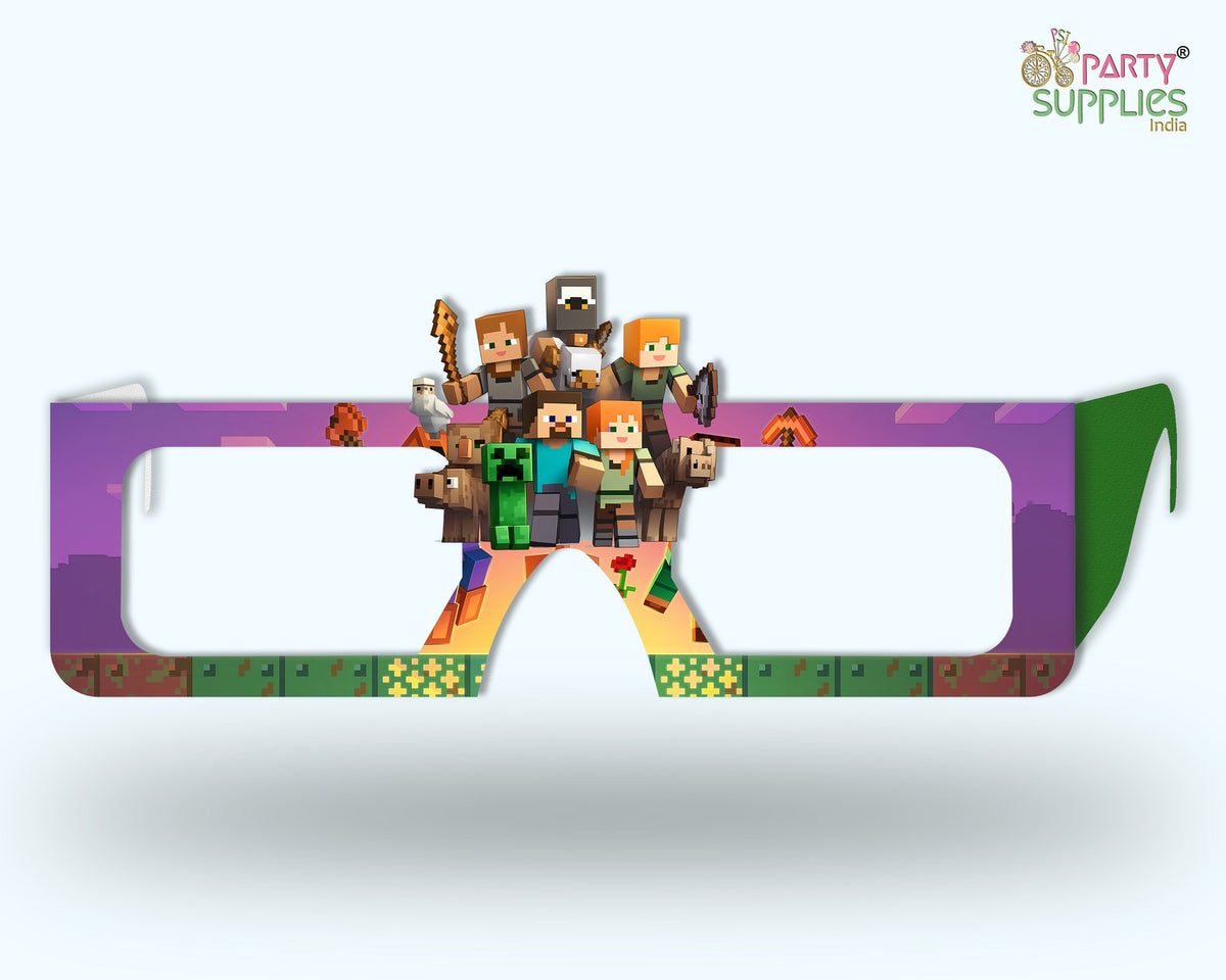 Minecraft Theme Birthday Party Glasses