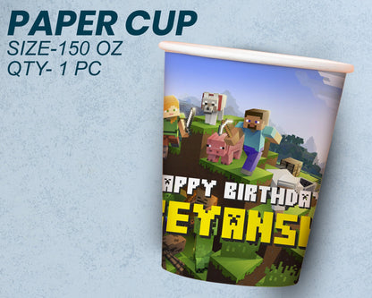 Minecraft Theme Party Cups and Plates Combo